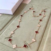 [Blue Jewels]CLOVER 20 MOTIFS LASER CARNELIAN NECKLACE