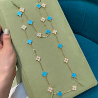 [
Bluetears-Jewels]CLOVER 20 MOTIFS TURQUOISE DIAMOND NECKLACE