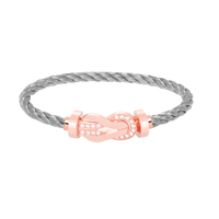 [
Bluetears-Jewels]CHANCE LARGE 8 FIGURE BUCKLE HALF DIAMOND BRACELET ROSE GOLD
