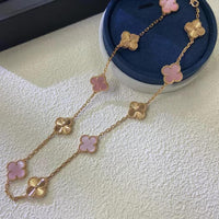 [Blue Jewels]CLOVER 10 MOTIFS  LASER PINK MOP NECKLACE