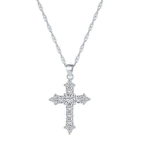 [Blue Jewels]Delicate Cross Shape Necklace