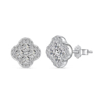 [Blue Jewels]Four-Leaf Clover Flower Shaped Earrings