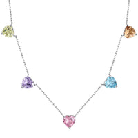[Blue Jewels]Sparkling Colorful Heart Cut Necklace