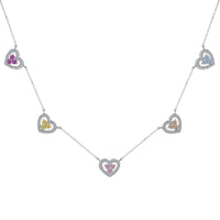 [Blue Jewels]Sparkling Five Heart Necklace