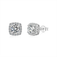 [Blue Jewels]Classic Round Center Stone Stud Earrings