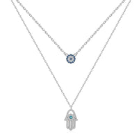 [Blue Jewels]Demon Eye Hamsa Palm Necklace