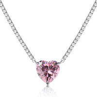[Blue Jewels]8.0 Carat Versatile Colorful Sweet Heart-Shaped Tennis Necklace