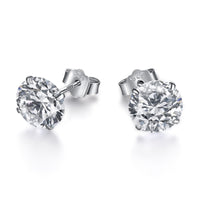 [Blue Jewels]Stylish Shiny Round Center Stone Stud Earrings