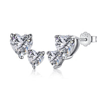 [Blue Jewels]Double Heart-Shape Classic Princess Style Earrings