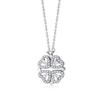 [Blue Jewels]Ornate Heart Cut Flower Shape Necklace