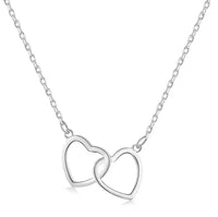 [Blue Jewels]Sterling Silver Love Double Ring Necklace