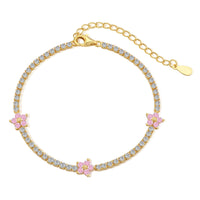 [Blue Jewels]Sparkling Flower Shape Tennis Bracelet