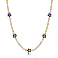 [Blue Jewels]Luxurious Colorful Flower Tennis Necklace