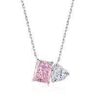 [Blue Jewels]Dazzling Square & Heart Shape Necklace