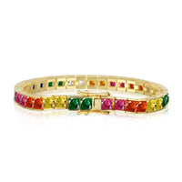 [Blue Jewels]Radiant Colorful Princess Cut Tennis Bracelet