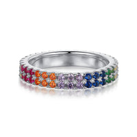 [Blue Jewels]Unique Colorful Round Cut Tennis Ring