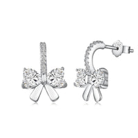 [Blue Jewels]Exquisite Earrings With Heart-Shaped Bow Design
