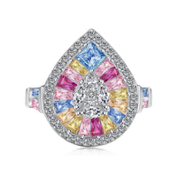 [Blue Jewels]Elegant Colorful Water Drop Shape Banquet Ring
