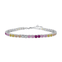 [Blue Jewels]Radiant Colorful Round Cut Tennis Bracelet