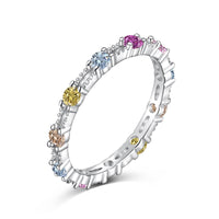 [Blue Jewels]Sparkling Colorful Round Cut Tennis Ring