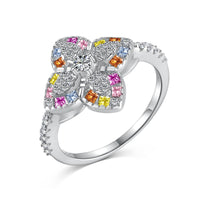 [Blue Jewels]Luxurious Colorful Flower Shape Banquet Ring