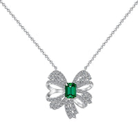 [Blue Jewels]Luxurious Flower Shape Emerald Cut Necklace