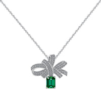 [Blue Jewels]Luxurious Flower Shape Emerald Cut Necklace