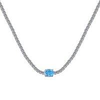 [Blue Jewels]1.0 Carat Shining Oval Cut Necklace