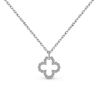 [Blue Jewels]Four-Leaf Clover Hollow Design Exquisite Necklace
