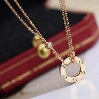 [
Bluetears-Jewels]LOVE NECKLACE ADJUSTABLE ROSE GOLD 2 DIAMOND