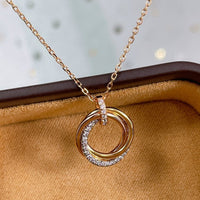 [
Bluetears-Jewels]TRINITY NECKLACE SILVER GOLD PINK GOLD DIAMONDS