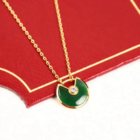 [
Bluetears-Jewels]AMULETTE GOLD MALACHITE NECKLACE