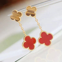 [
Bluetears-Jewels]CLOVER  2 MOTIF  TIGER EYE CARNELIAN EARRINGS