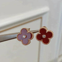 [
Bluetears-Jewels]CLOVER MEDIUM 1 MOTIFS CARNELIAN  DIAMOND earrings