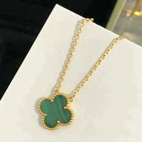 [
Bluetears-Jewels]CLOVER 15MM MALACHITE SINGLE FLOWER  NECKLACE