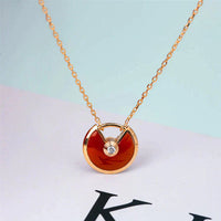 [
Bluetears-Jewels]AMULETTE GOLD CARNELIAN ONYX NECKLACE