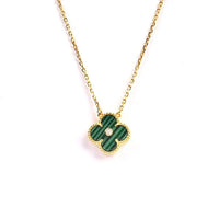 [
Bluetears-Jewels]CLOVER 15MM DIAMOND TURQUOISE NECKLACE