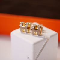 [
Bluetears-Jewels]MINI POP H GOLD EARRINGS GREY