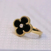 [
Bluetears-Jewels]CLOVER ONYX RING GOLD DIAMOND