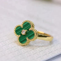 [
Bluetears-Jewels]CLOVER MALACHITE RING GOLD DIAMOND