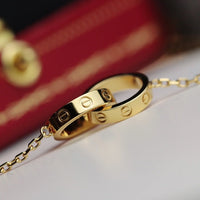 [
Bluetears-Jewels]LOVE NECKLACE DOUBLE RING GOLD