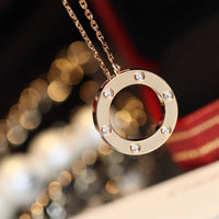 [
Bluetears-Jewels]LOVE NECKLACE 16MM 6 DIAMONDS PINK GOLD
