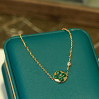 [
Bluetears-Jewels]SUN MALACHITE 1 DIAMOND PINK GOLD BRACELET