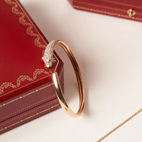[
Bluetears-Jewels]PANTHERE ROSE GOLD DIAMOND OPEN BRACELET