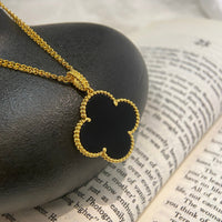 [
Bluetears-Jewels]CLOVER 25MM NECKLACE GOLD ONYX