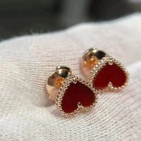 [
Bluetears-Jewels]HEART CARNELIAN STUD EARRINGS