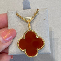 [
Bluetears-Jewels]CLOVER 25MM NECKLACE GOLD CARNELIAN