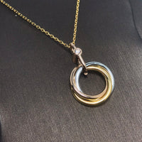 [
Bluetears-Jewels]TRINITY SILVER GOLD PINK GOLD NECKLACE