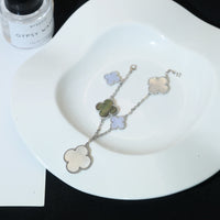 [
Bluetears-Jewels]CLOVER BRACELET 5 MOTIFS MOP CHALCEDONY SILVER