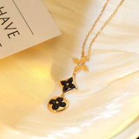 [
Bluetears-Jewels]STAR AND SUN ONYX PINK GOLD NECKLACE